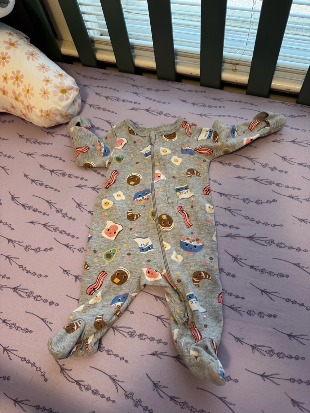 wonder nation Gray Footed One-Piece with Breakfast Print